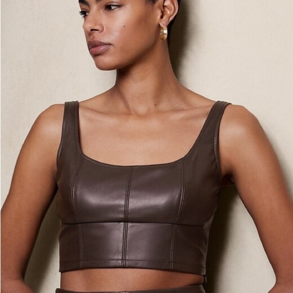 Sold Out Banana Republic Dark Brown Vegan Leather Tank Top | Size 18